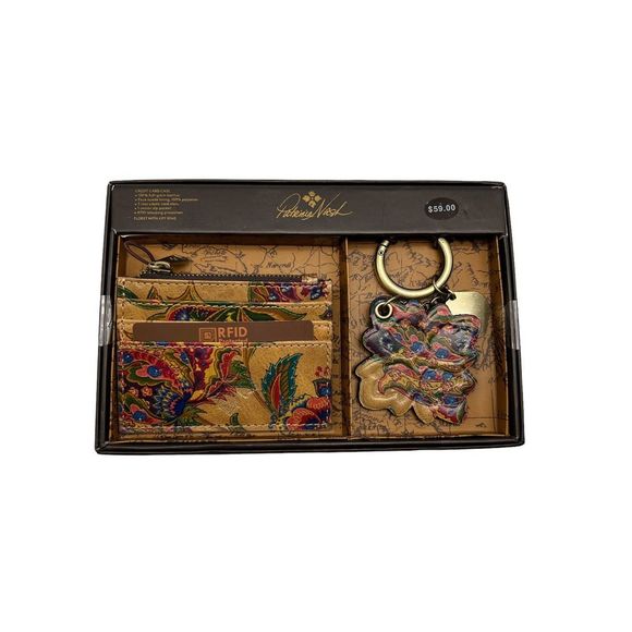 Patricia Nash Leather Card Holder And Key Chain - Picture 1 of 3